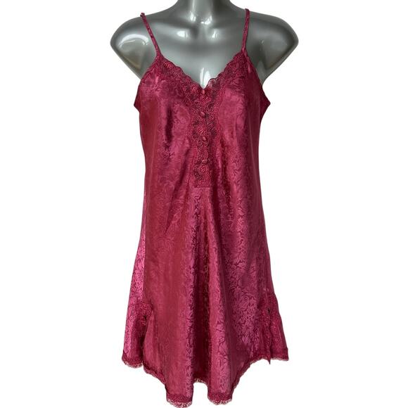 Vintage Jaclyn Smith Sleepwear Nightgown Magenta Floral Slip Dress Women's Small - Picture 11 of 11